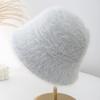 New Solid Color Plush Fisherman's Hat Children's Winter Warm Ear Protector Basin Hat Shows Small Face Versatile Bucket Hat