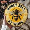 Bees Rustic Metal Wall Art Decor 2D Round Honey Bee Sign Weather Resistant For Indoor Outdoor Farm House