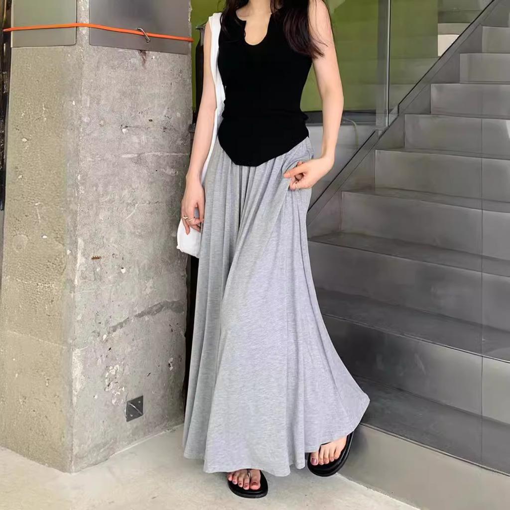 High Waist Wide Leg Pants for Women Loose Fit Long Trousers Summer Casual Lightweight Flowing Palazzo Pants Elastic Waistband