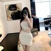 Lace Splicing Mesh Sleeveless Tube Top Dress Women's Summer Slim-fitting White Skirt Pure Waist and Hip Short Skirt