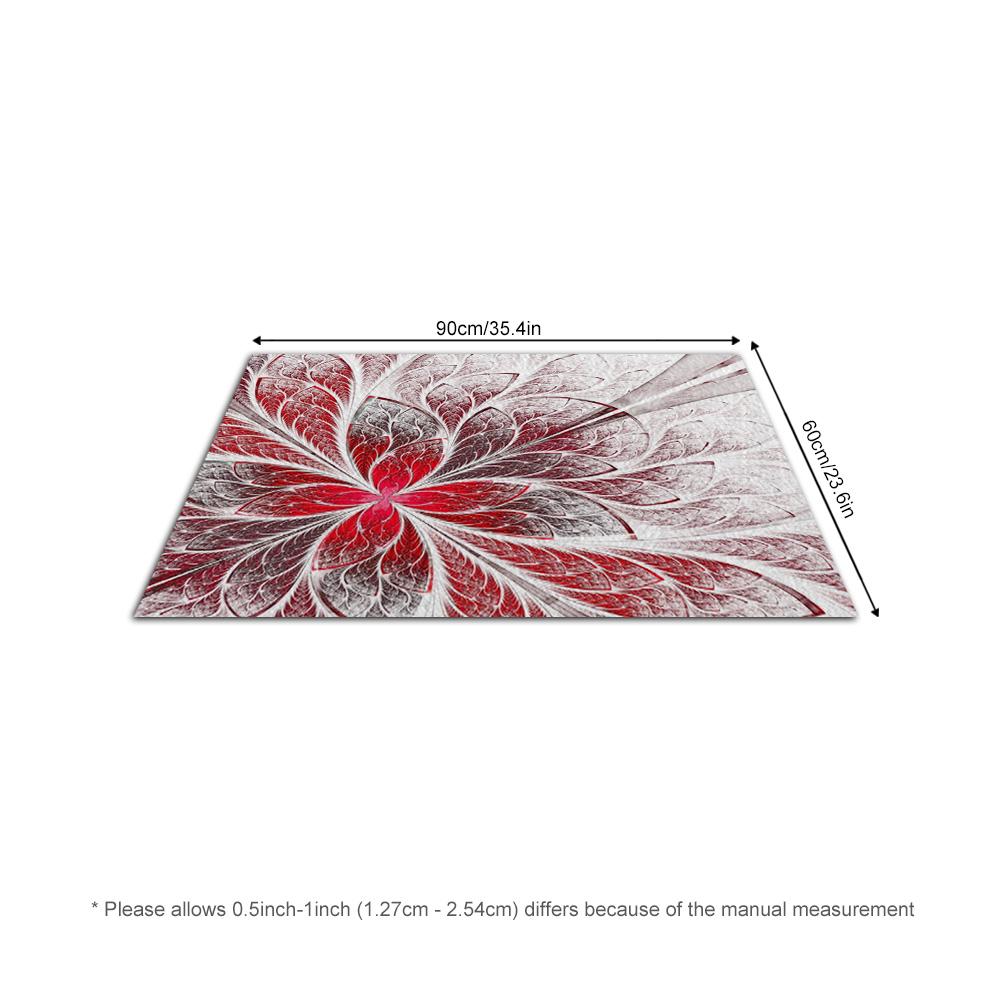 Tuniu Floral Red Abstract Geometric Non-Slip Rug for Living Room Bedroom Kitchen Floor Mat