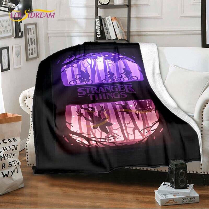 Hot Netflix Movie Stranger Things Blankets for Beds Soft Flannel Blanket Queen Size Home Decor Bedding Cover Kids Gift Picnic