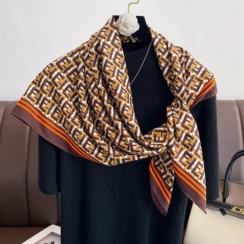 Korean New Style Fashionable and Versatile Spring and Autumn Summer Twill Large Square Scarf Scarf Scarf High-end Temperament Scarf Scarf for Women