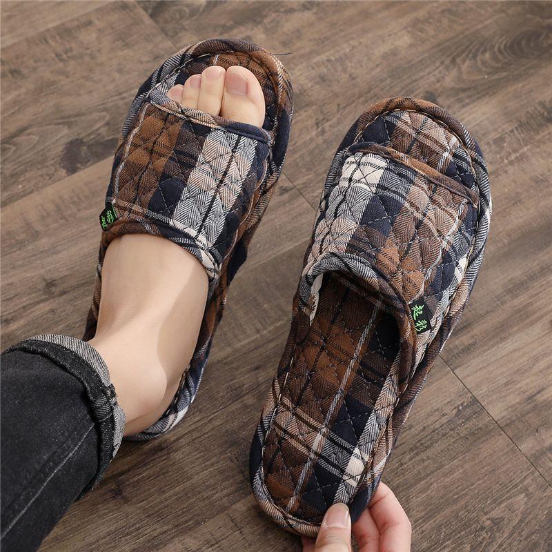 Cloth bottom slippers couple fresh and versatile home indoor silent silent does not hurt the wooden floor men's and women's four seasons