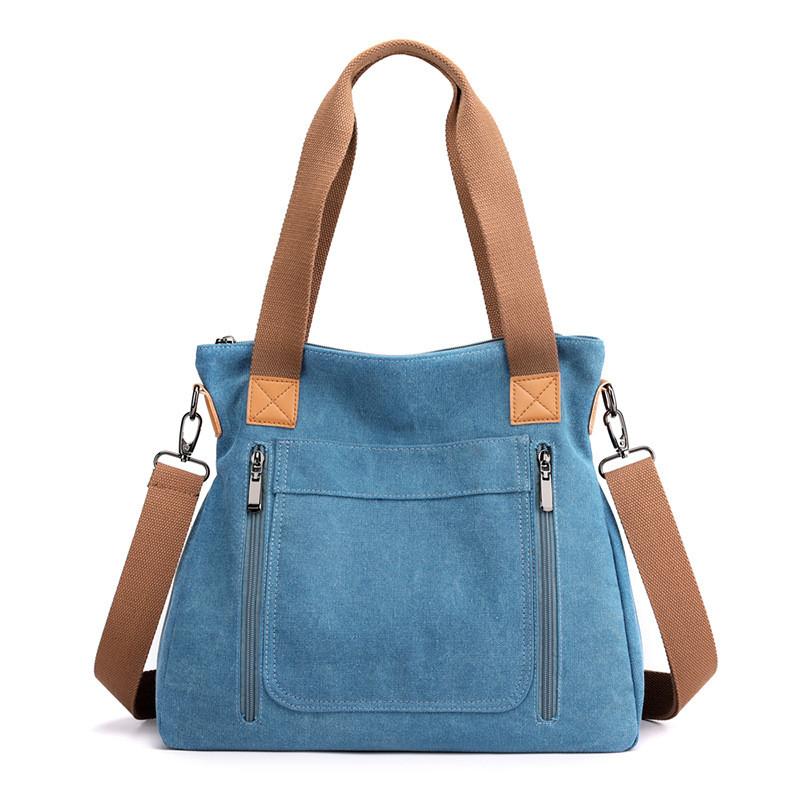 Canvas Tote Bag For Women With Large Capacity And Zipper Closure For Daily Use