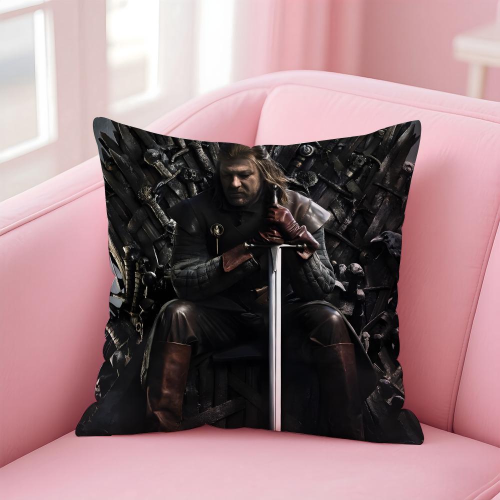eEddard StarkLinen Decorative Cushion Cover Pillow Case Soft Friendly Fabric Concealed Zipper