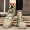 High-top Casual Denim Canvas Shoes, Lace-up Men's Martin Boots, Autumn and Winter Cloth-faced Thick-soled Tooling Shoes 399-10
