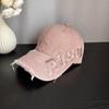 Vintage Style Pink Baseball Cap With Embroidered Letters For Casual Men Women