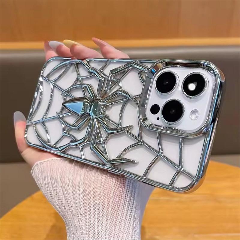Fashion Hollowed-out Spider Cover For iPhone 16 Pro Max Heat Dissipation Breathable Case For iPhone 15 Pro 14 13 12 11 Soft Cass