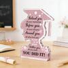 Congrats Grad Gift Sign Pink Girl Head Shape Acrylic Plaque for Home Office Tabletop Shelf Decor Inspirational Gift for Graduate