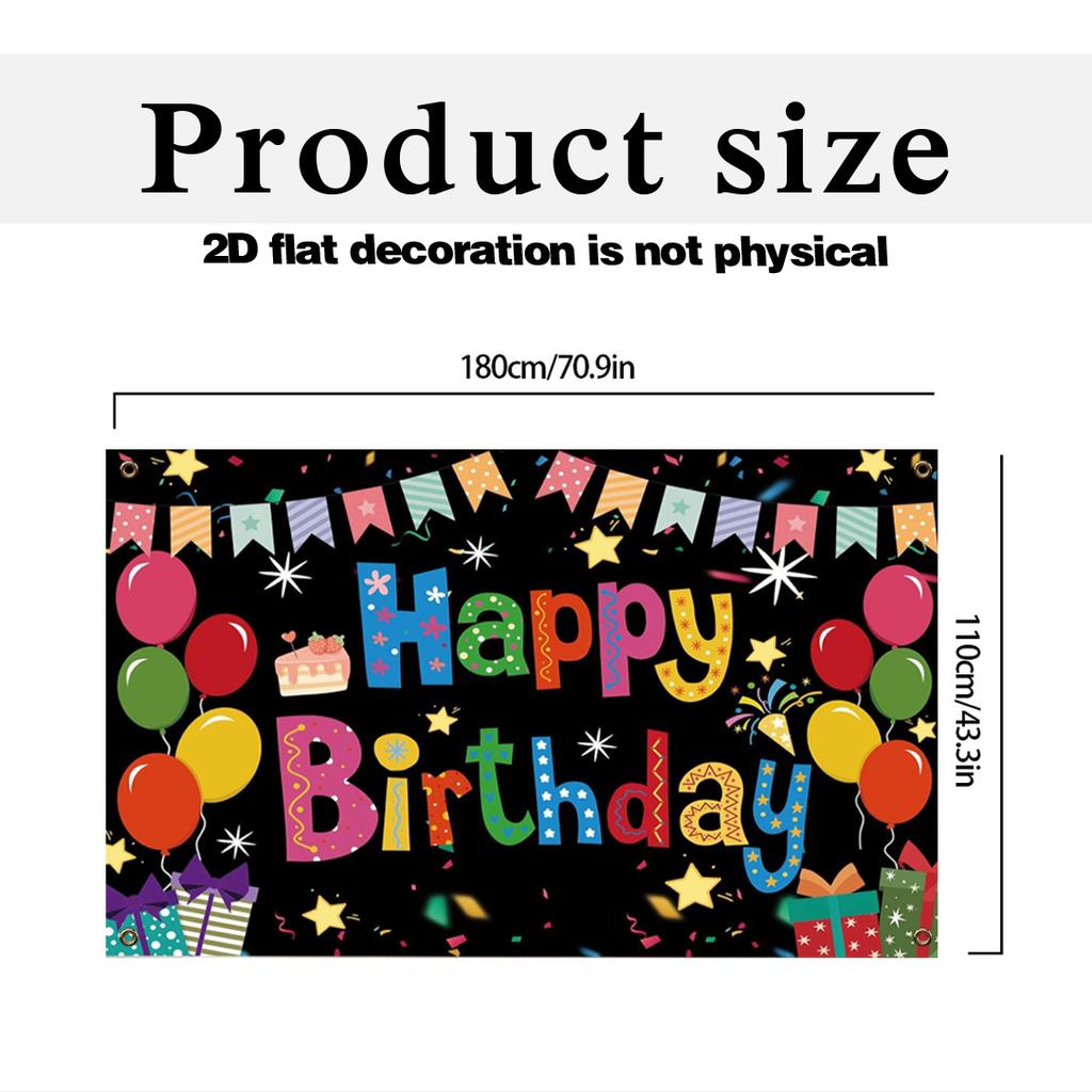 2D Plane 1 Piece Birthday Celebration Photo Backdrop Black Background Decoration for the Photo Booth Props