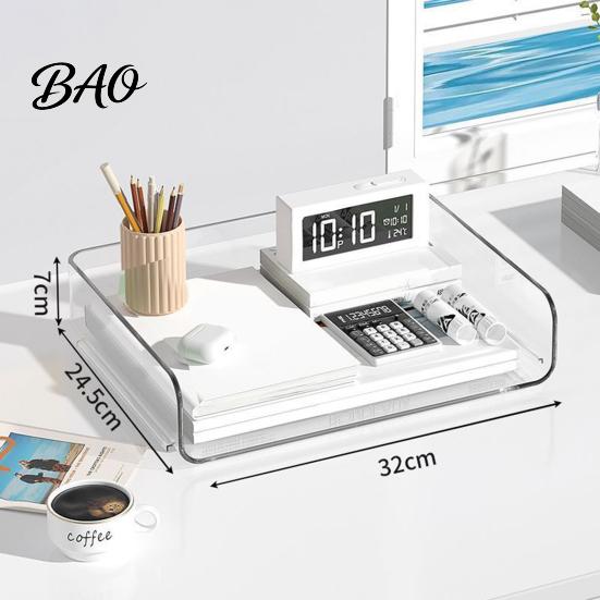 Modern Office Desktop Organizer Large Capacity Desk for Documents Files Letters A4 Paper Book Notes Mail, Compact File Sorter Clear Stackable