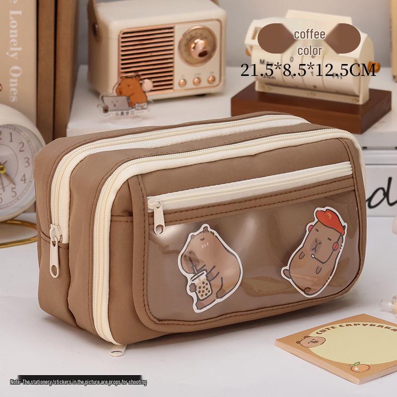 

Прозрачный пенал большой вместимости с капибарой, устойчивый к пятнам, для учеников средней и старшей школы