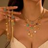 GEMCHIC Damen Sommer Ozean Stil Emaille Seestern Halskette Edelstahl Bunter Muschel Anhänger Mehrschichtige Kette Schmuck