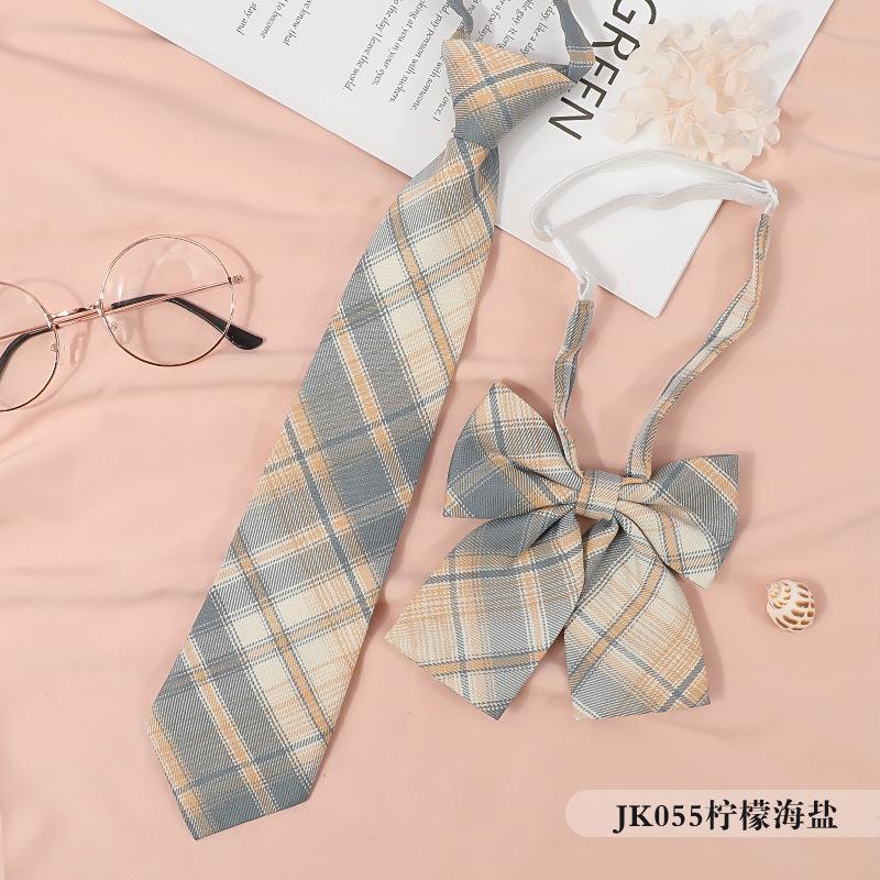 Jkdk Japanese Korean Version Of Striped College Style Red Cyan Gray Blue Shirt Men'S And Women'S Accessories Free Tie Tie Set