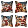 4PCS Tree Flower Christmas Pillow Covers New Year Snowman Pillow Cover Throw Cushion Case  Home
