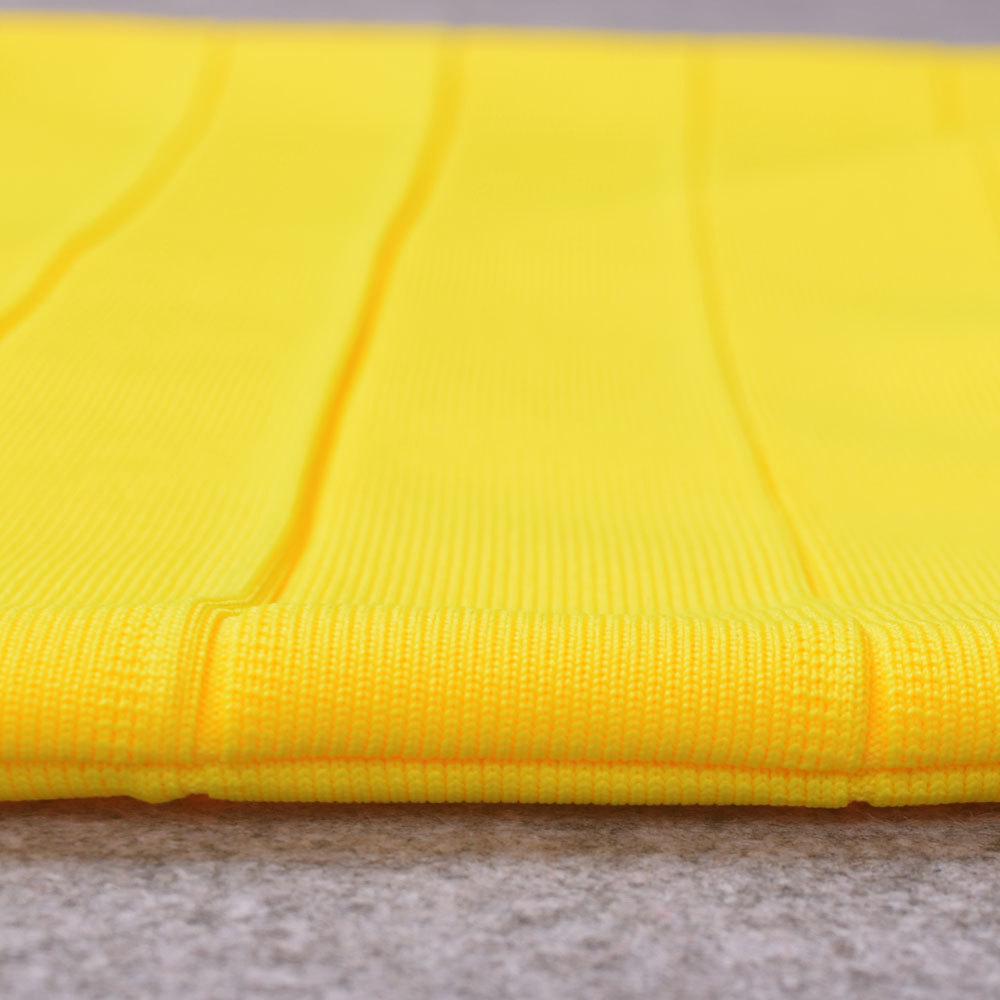 Yellow Striped Spaghetti Strap Bodycon Dress with Waist-Cinching