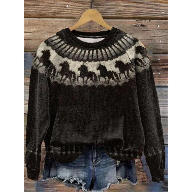 Podzimní a zimní nové dámské oblečení šik s dlouhým rukávem 3D dámský tištěný vzor ležérní móda dámská mikina volného střihu