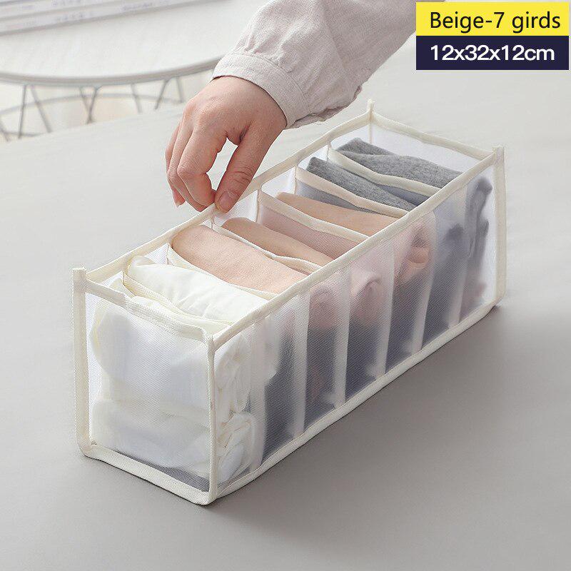 7/11 Grids Folding Underwear Storage Box Closet Drawer Divider Cabinet Organizers For Socks Panties Organizer Dormitory Save Space