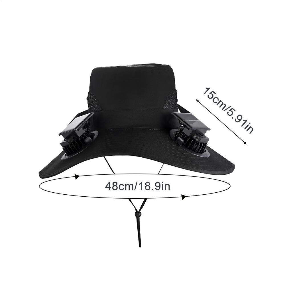 Solar Powered Fan Hat 4-Head Fan Wide Brim Solar Powered Sun Protection Outdoor Fisherman Hat for Outdoor Fishing Summer Camping чёрный