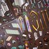 Detective Series Landscape Flat Stickers European Style Miniature Scene DIY Decompression Sticker