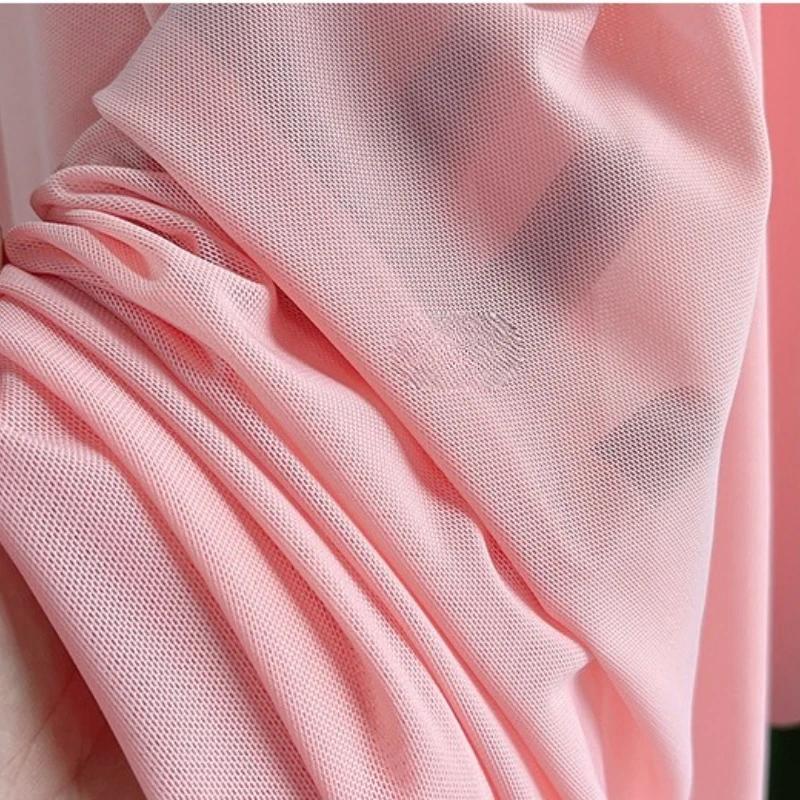 Wide 150cm Nylon Mesh Fabric Spandex High Elastic Dense Black White for DIY Sewing Lace Shirt Stockings