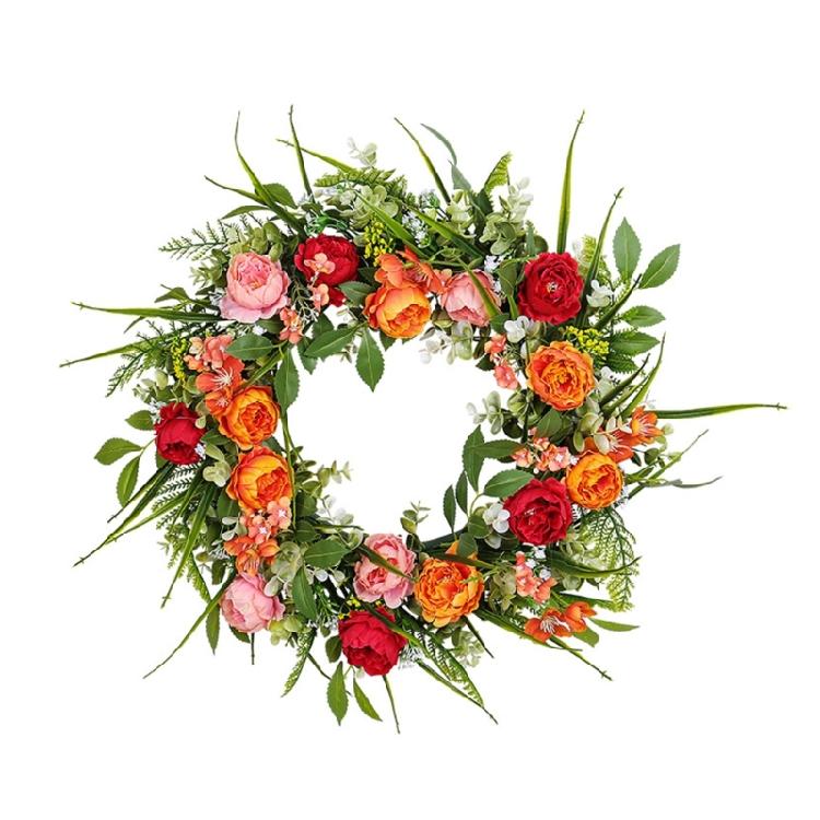 Flower Wreath,Artificial Peony Wreath Spring Wreath Valentine Wreath Gifts