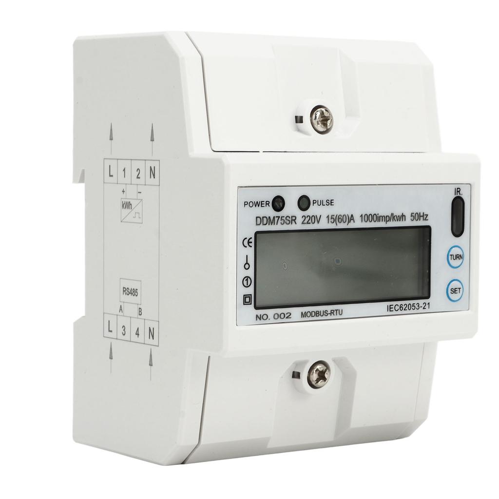 Digital Energy Meter Single Phase Electric LCD Kwh Wattmeter Power Consumption Tester 4P RS485 Din R