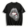 Zebra Stripe Lip Print Cool Casual Top For Trendy Style Pure Cotton T-shirt