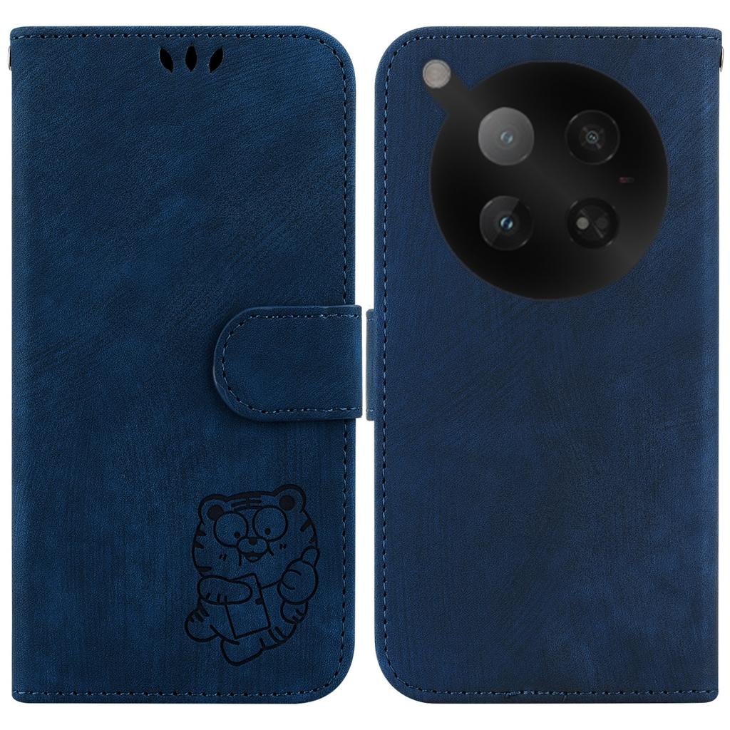 For Infinix Zero 40 4G Wallet Case Tiger Imprint Leather Shockproof Phone Cover with Wrist Strap
