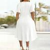 Women Dress Casual V Neck A-Line Maxi Dress Swing Long Dress Plus Size Flowy Beach Sundress for Party Office Daily Wear