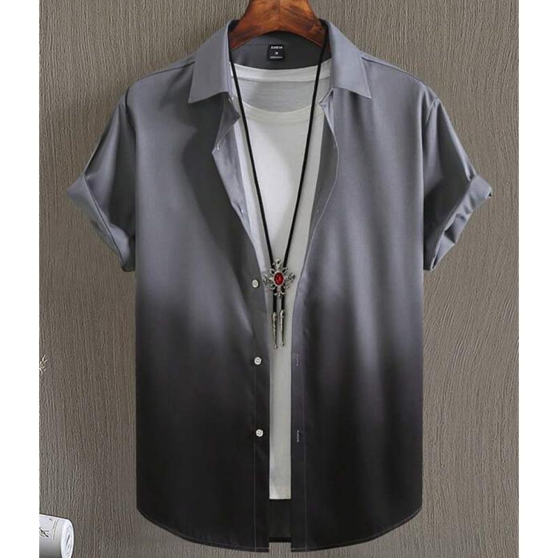 Herrenhemd Sommerkleidung Farbverlaufsdesign Grafik 3D-Druck Hemden Kurzarm Tops Streetwear Locker Lässig Hawaiihemden