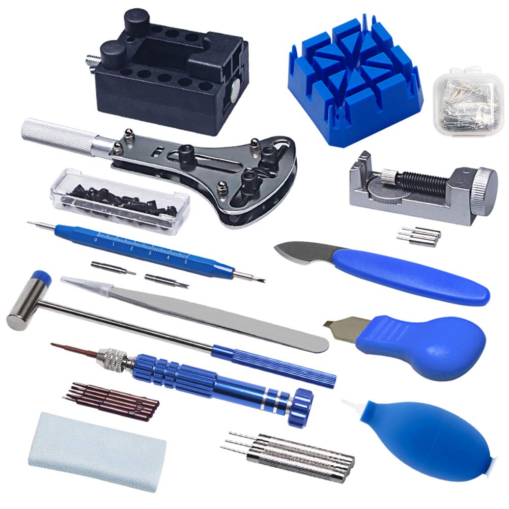 TuxFezug Watch Repair Tool Kit: Watch repair and maintenance tool set for watch band adjustment, including link removal, band replacement, and