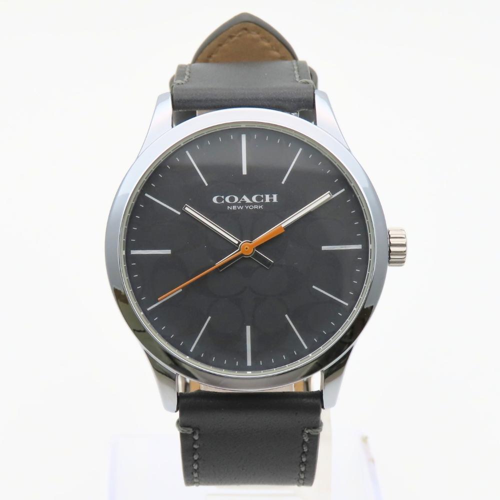 Used COACH Watches Baxter CA.118.2112.1640 Signature Stainless Steel/leather Silver Dark gray