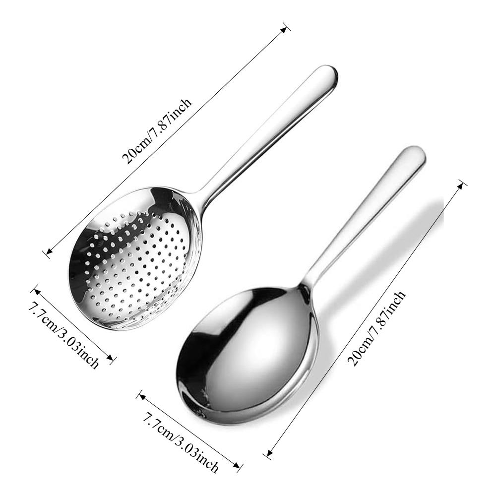 Stainless Steel Long Handled Spoon Set Soup Spoon Rice Spoon with Drain Hole Heat Insulated HandleSkimmer Kitchen Daily Utensils