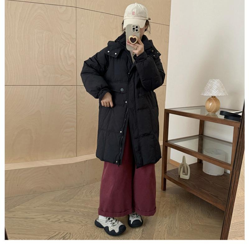 Korean version of the hooded large size women thickened warm anti cold winter coat - lightweight and comfortable long-sleeved cotton coat jacket