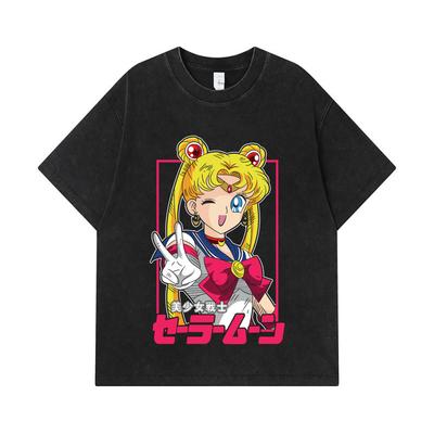 275 GSM Washed T-shirts 100% Cotton Sailor Moon V9 Minako Print Unisex Heavy Cotton T Shirt