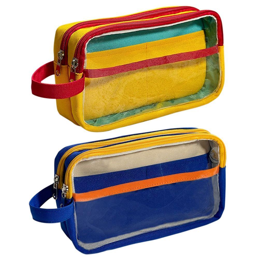 

Multi-layer Pencil Case Contrast Color Stationery Organizer Portable Stationery Bag B