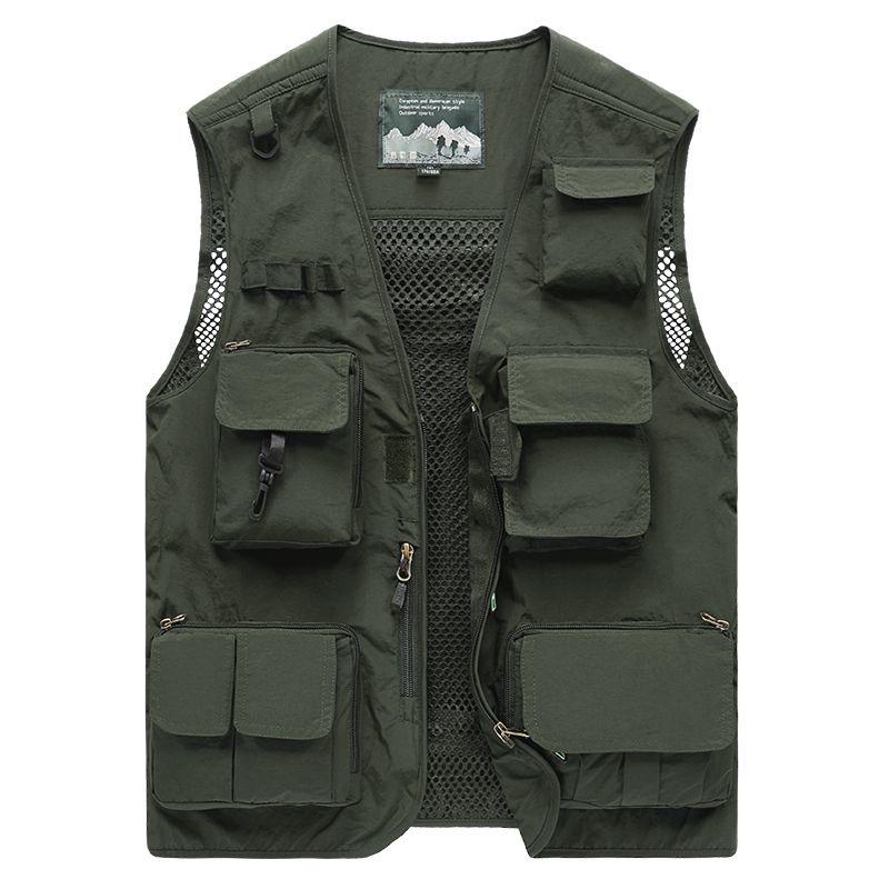 Men's Multi-Pocket Mesh Vest for Outdoor Photography and Fishing
