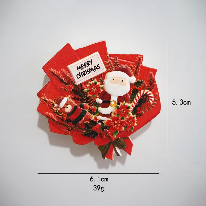 Creative 3D Bouquet Resin Fridge Magnet - Cartoon Ferrite Christmas Decoration