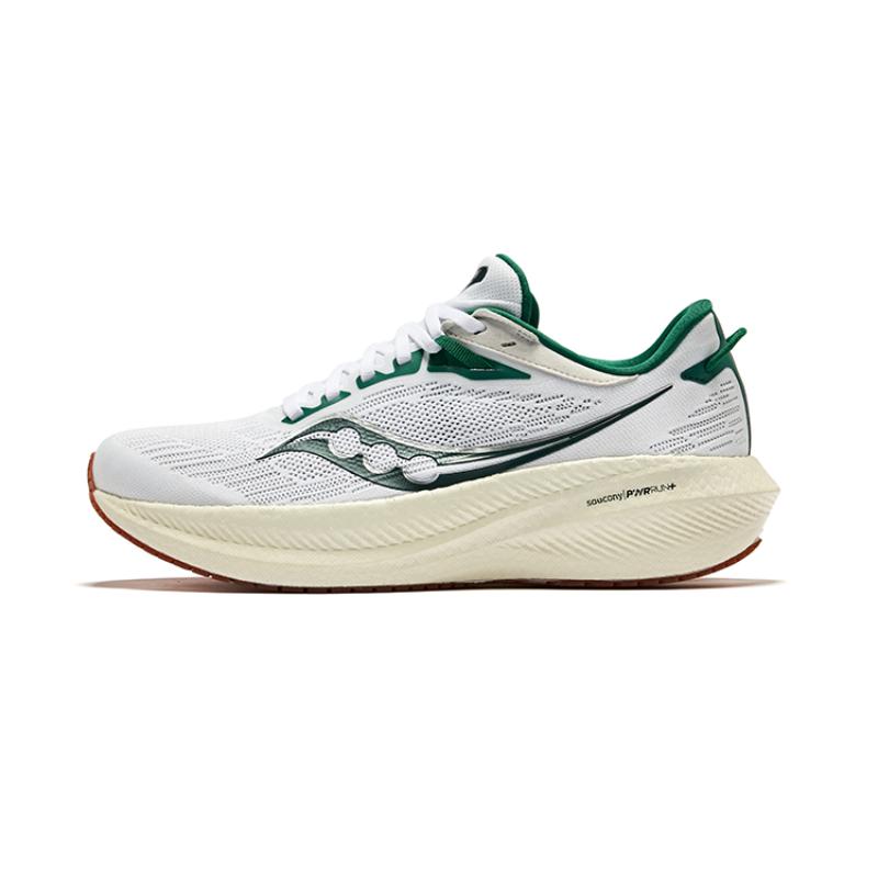 Saucony Triumph 21 Abrasion Resistant Breathable Low Top Training For Long Distance Running Shoes Men's White Green Saucony S20881-136