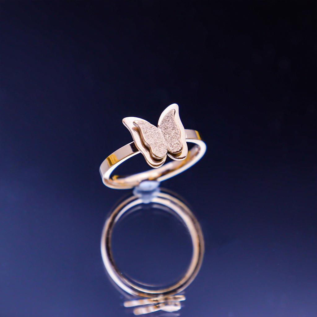 Exquisite Temperament Butterfly Fringe Chain Necklace Titanium Steel Gold-Plated Ring Fashion Geometric Bracelet Personalized Bracelet