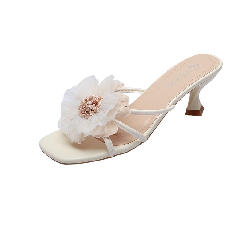 

Women s Summer 2026 New Strap-on Slippers, Breathable and Beautiful Big Flower High Heels 34