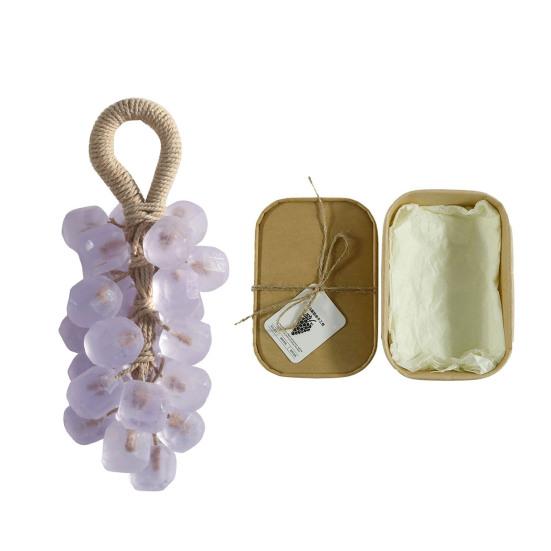 Grape Soap On Rope Handmade Translucent Fruit Shaped Soap Decorative Bathroom Travel Hanging Soap for Shower Sink