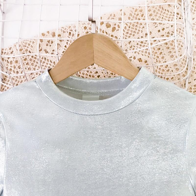 Girls Summer Suit 2025 Children Clothes Gold-stitched Knitted Short Sleeve Tshirt + Cargo Trousers Casual Sports Set