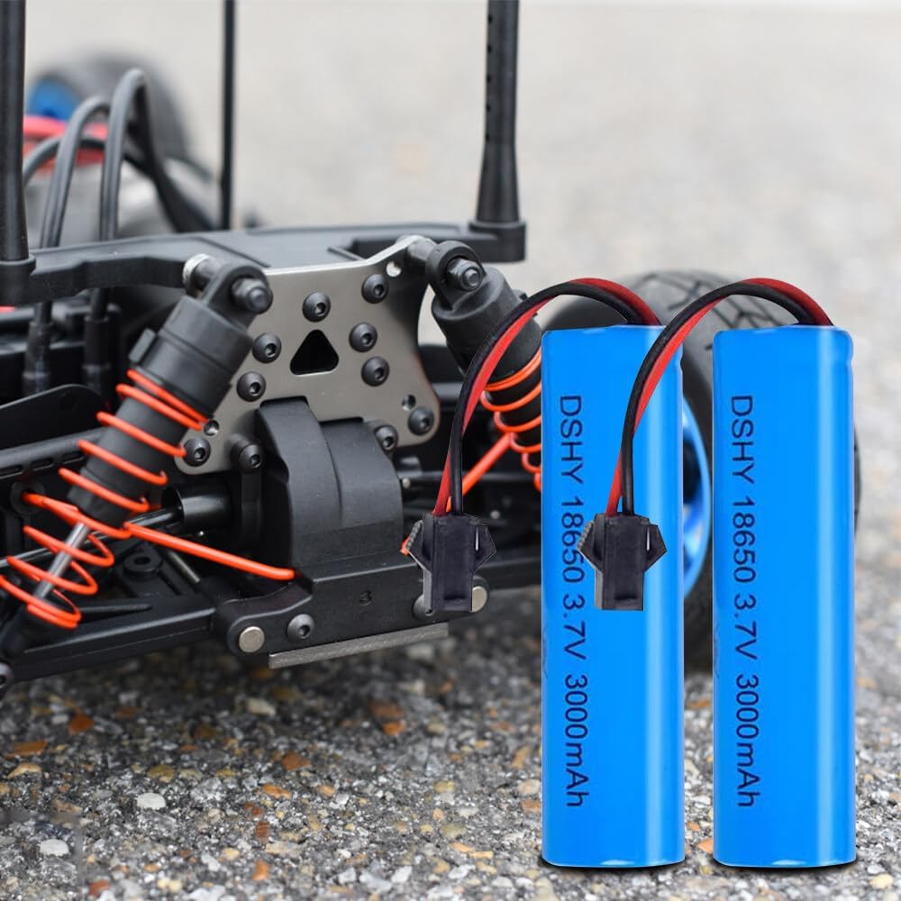 2 Pieces 3.7V 3000mAh Li-ion Battery with SM-2P Connector – Compatible with RC Car DE45 DE42 1:14 – High Performance for Off-Road and Drift Racing