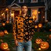 Men's Long Sleeve Button-Down Halloween Print Shirt for Casual Party Wear
