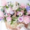 Flower Basket Braided Design Flower Print Widely Applied Creative Tote Picnic Weaving Basket for Wedding