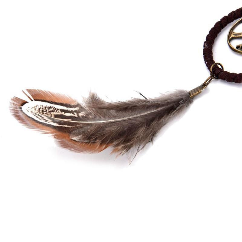 Boho Key Chain Ring Metal Feather Tassels Dream Catcher Keyring Keychain H 8M