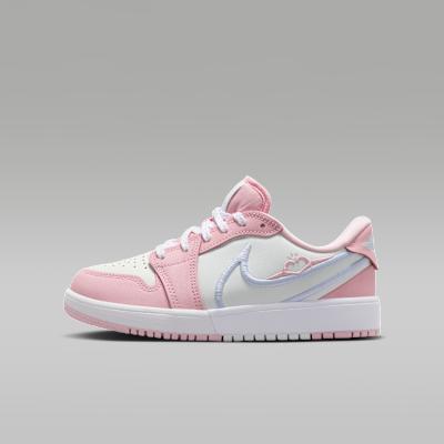 Jordan Air Jordan 1 Low top Children s Basketball Shoes Pink White Kid 40